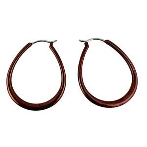 Fossil Dark Copper Tone Steel Elongated Hoop Minimalist 1.25" Fashion Earrings